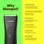 MANSPOT Manscape Body Hair Trimmer for Men , Groin Hair Trimmer Ball Shaver Replaceable Ceramic Blade Heads Waterproof
