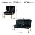 thumbnail image 6 of 3 Piece Living Room Sofa Set with Upholstered Loveseat Couch Armless Accent Chairs Black, 6 of 9
