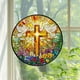 thumbnail image 5 of Flower Suncatcher Faux Stained Glass Window Hanging Christ Wall Art Religious Bible Verse Gift, 5 of 6