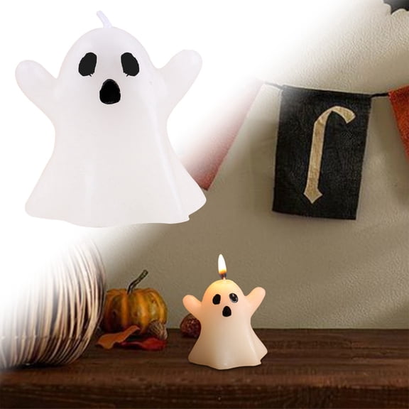 Halloween Ghost Candles - Spooky Scented White Candles for Party Decor, Floating Dripless Tea Lights, Goth Room Decor, Gifts for Dining Table, Bedroom, Summer Halloween