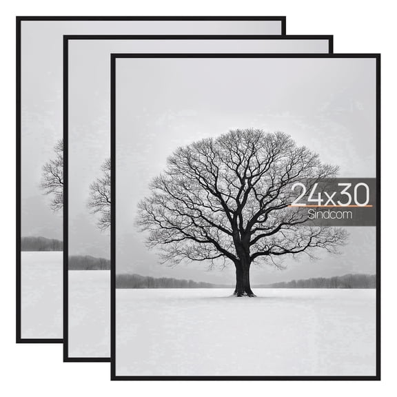 Sindcom 24x30 Picture Frames , Gallery Wall Poster Frames Set of 3 , Black