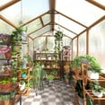 thumbnail image 4 of NETAJE 6'x8' Outdoor Wooden Greenhouse, Heavy Duty Walk-in Green House with Ventilated Window and Lockable Door for Backyard, Patio, 4 of 9