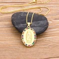 thumbnail image 2 of High Quality Rainbow CZ Stone Virgin Mary Necklaces Pendant 14K Yellow Gold Chain Christian Jewelry Women Christmas Birthday Gift, 2 of 6