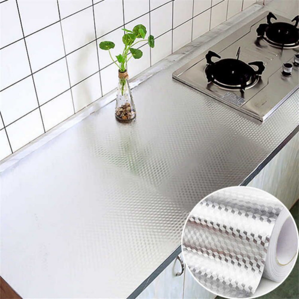 Kitchen Backsplash Wallpaper Stickers, Kitchen Stickers Self Adhesive Kitchen Aluminum Foil Stickers Oil Proof Waterproof Kitchen Stove Sticker -15.6" X 39inch