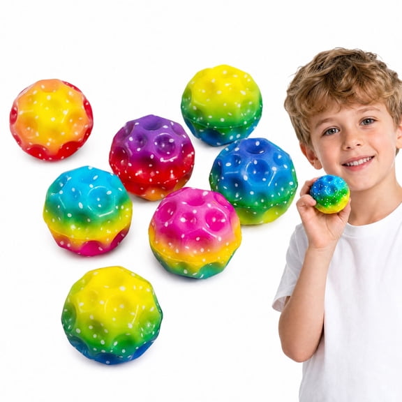 Colorful Meteorite Moon Bouncy Stress Balls, Squishy Balls,Slow Rising Squishy Stress Fidget Toys, Squishy Fidget Stress Relief,Squeeze Ball for Adults Stress Relieve, Prize Box, Party Favors
