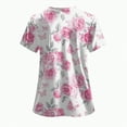 thumbnail image 4 of TOWED22 Scrub Tops Women Short Sleeve Plus Size V-Neck Fun Printed Scrubs Top Medical Nursing Uniforms with Pockets(Hot Pink,XL), 4 of 6