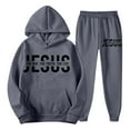 thumbnail image 4 of Jogging Suits for Men 2 Piece Set letter print Relaxed Fit Hoodie Sweatshirt and Joggers Sweatpants Sets Casual Pullover Suit with Pocket Dark Gray XXL, 4 of 4