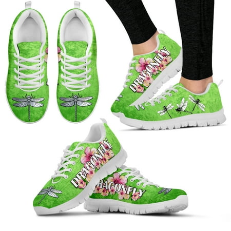

Green Dragonfly Design Brand Fashion Shoes Flower Print Basketball/walking Flats Outdoor Sport Shoes Zapatillas