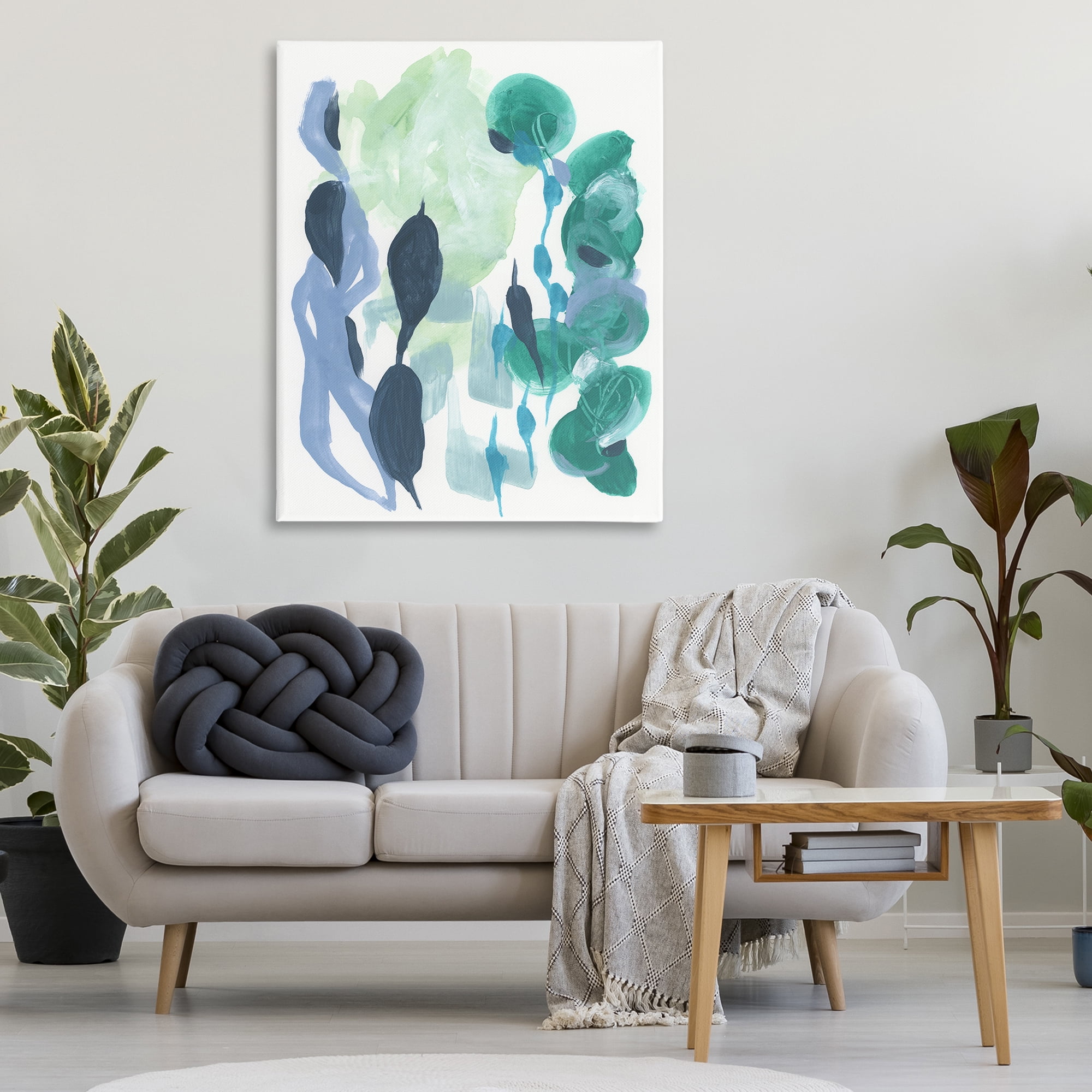 Stupell Industries Symbolic Leafy Paint Shapes Abstract Painting Wrapped Canvas Art Print Wall Art, 36 x 48