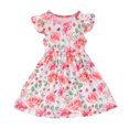 thumbnail image 2 of RXIRUCGD Plant Pattern Children's Flying Sleeves Breathable Cool Waist Dress( Red, Size:2 Years ), 2 of 8