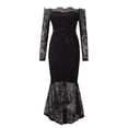 thumbnail image 5 of XVJRHAK Vacation Dresses for Women 2024 Women's Floral Lace Long Sleeve off Shoulder Wedding Mermaid Dress Dresses for Women Elegant (Black,XL), 5 of 7