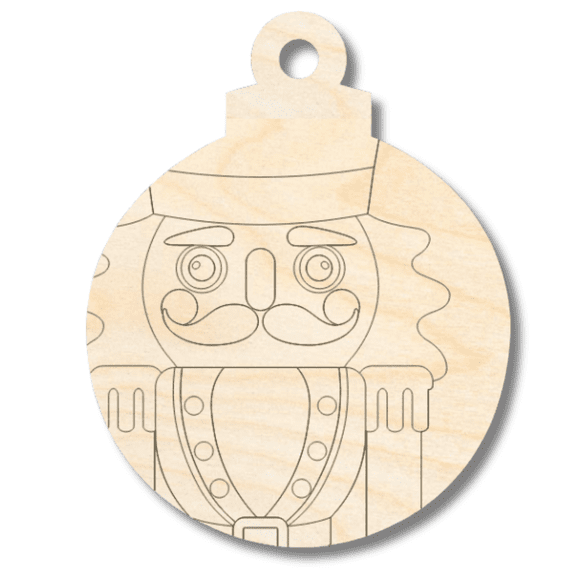 Unfinished Wood Etched Nutcracker Ornament Shape 14" / 1/4"