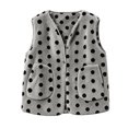 thumbnail image 7 of GUACER Womens Polka Dot Fleece Vest V Neck Cropped Loose Sleeveless Casual Jacket for Fall Winter, 7 of 7