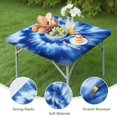 thumbnail image 4 of Blue White Tie Dye Spiral Pattern Square Fitted Tablecloth with Elastic Edge,Square Table Cover,Washable Elastic Table Cover for Home Kitchen Party Decor 34"x34", 4 of 6