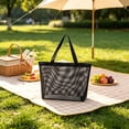 thumbnail image 6 of WIZUTIZ Black Mesh Tote Bag Lightweight Shoulder Shopping Bag for Beach Travel Groceries Large Capacity Pleated Storage Tote for Casual Outdoor and Daily Work Carry, 6 of 6