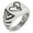 Silver, variant on Stainless Steel Love Music Treble Clef Heart Chevron Pattern Biker Style Polished Ring