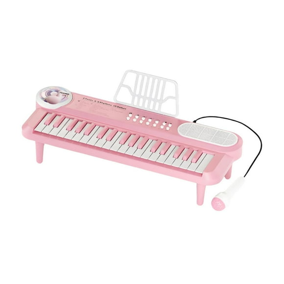 Xuanheng Electronic Keyboard Piano with Microphone 37 Keys Music Toy Portable Kids Piano Keyboard for 3 4 5 6 Year Old Boys Girls Kids Pink