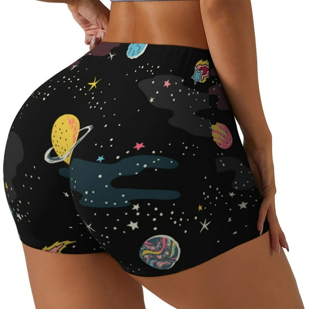 Fotbe Galaxy Shorts Sin Costuras – Shorts Deportivos de Cintura Alta para Mujer, Elásticos para Gimnasio, Yoga, Running o Ciclismo-Small