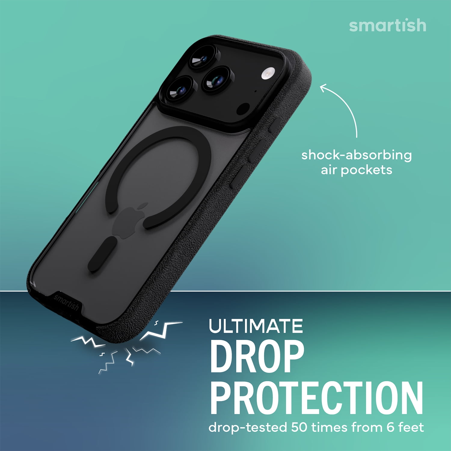 Smartish® iPhone 17 Pro MagSafe Clear Case - Gripmunk Magnetic Slim Case [Lightweight + Protective] Anti-Yellowing Thin Grip Clear Cover for Apple iPhone 17 Pro - Clearly Black