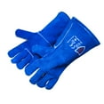 thumbnail image 4 of Flame Heat Resistant Leather Welding Gloves, 14" length, Royal Blue, Large, 10 Pairs, 4 of 7