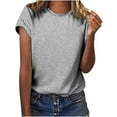 thumbnail image 2 of Ichuanyi Womens Shirts, Adult Fashion Woman Round Neck Short Sleeve Tops T-Shirt Prints Loose Blouse, 2 of 6
