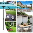 thumbnail image 4 of Autlaycil 10ft Blue Patio Umbrella and Base with Push Button Tilt and Crank, 8 Sturdy Ribs UV Protection Waterproof for Garden, Table, Pool, 4 of 7