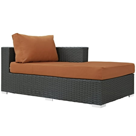 Modern Outdoor Chaise Lounge Modern Contemporary Urban Design Outdoor Patio Balcony Right Arm Chaise Lounge Chair, Orange, Rattan ()