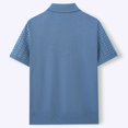 thumbnail image 4 of JIAYUE Mens Polo Shirts Classic Short Sleeve Knit Blend Casual Summer Textured Versatile Solid Color Breathable Turndown Collar For Business Daily Wear Comfortable Tops For Men, 4 of 5