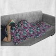 thumbnail image 5 of Floral Soft Flannel Fleece Throw Blanket, Pattern of Monstera Leaf Pink Flowers Tropical Arrangement, Cozy Plush for Indoor and Outdoor Use, 50" x 70", Pale Petrol Blue Teal, by Ambesonne, 5 of 5
