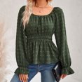 thumbnail image 2 of Blusa de manga larga con cintura fruncida, camisa de mujer con volantes y cuello redondo, blusa de manga larga con volantes, la mejor en su clase, 2 of 9