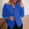 thumbnail image 2 of Zshosam Jackets for Women Casual Fall Winter Long Sleeve with Pockets Solid Color Coat Cold Weather Fashion(Dark Blue,XXXXL), 2 of 5