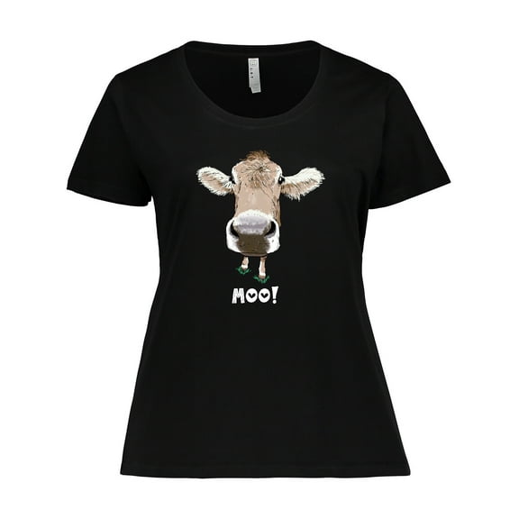 Inktastic Moo Cute Brown Holstein Cow Women's Plus Size T-Shirt