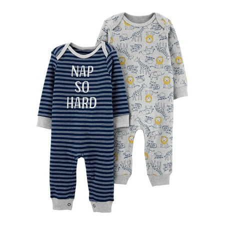 Child of Mine by Carter's Baby Boy Long Sleeve Footless Coveralls, 2-Pack