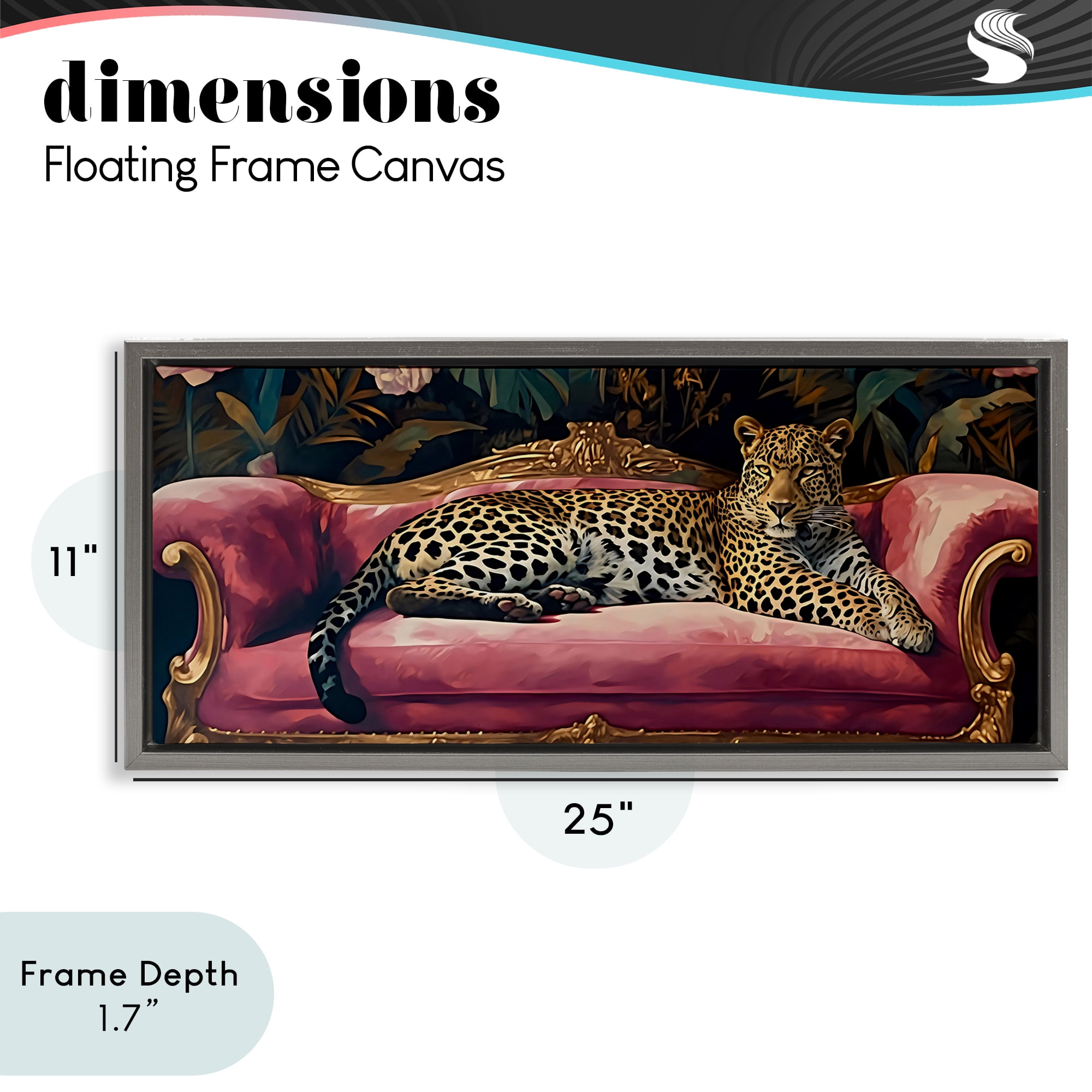 Stupell Industries Regal Relaxation Leopard on Pink Gray Framed Floater Canvas Wall Art, design by Creative Studio