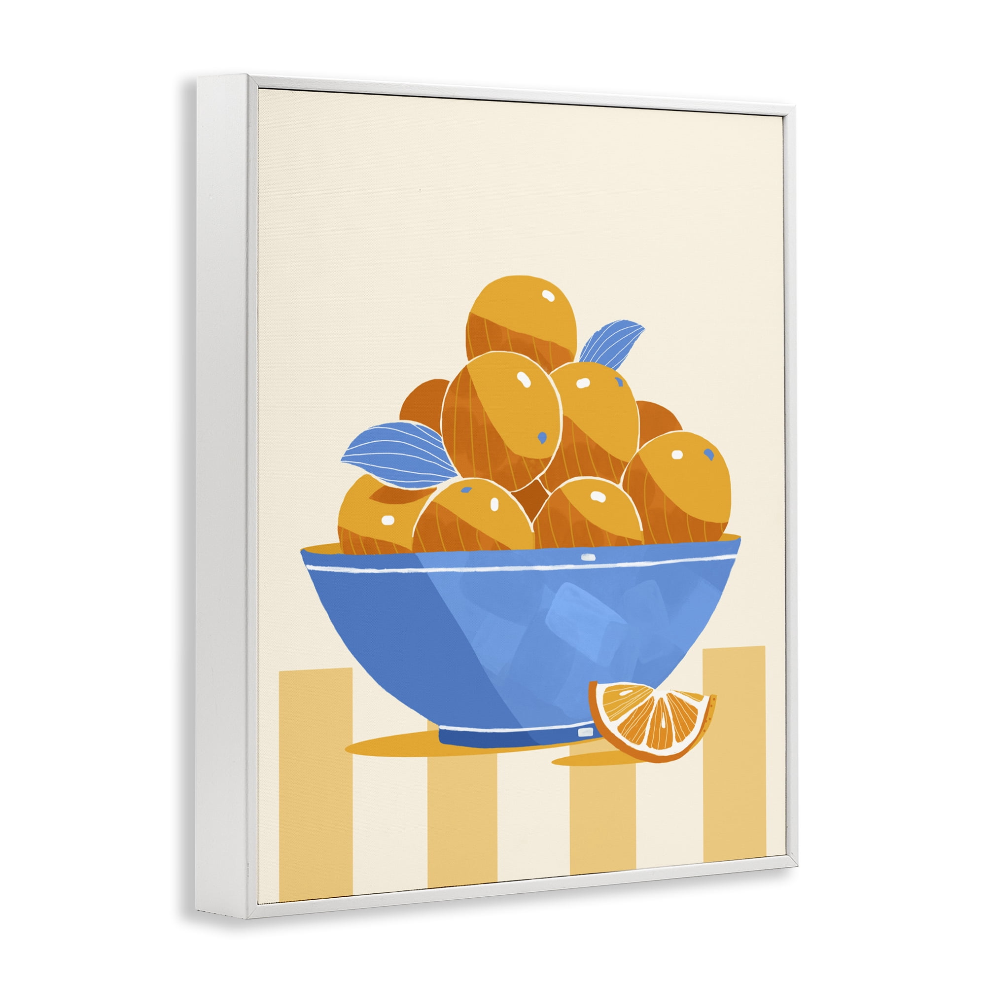 Stupell Industries Orange Citrus Bowl Striped White Framed Giclee Art, design by Lucca Sheppard