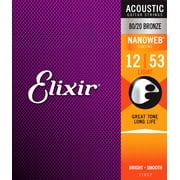 Elixir 11052 80/20 Bronze Acoustic Guitar Strings with NANOWEB. Light 12-53 3 SETS