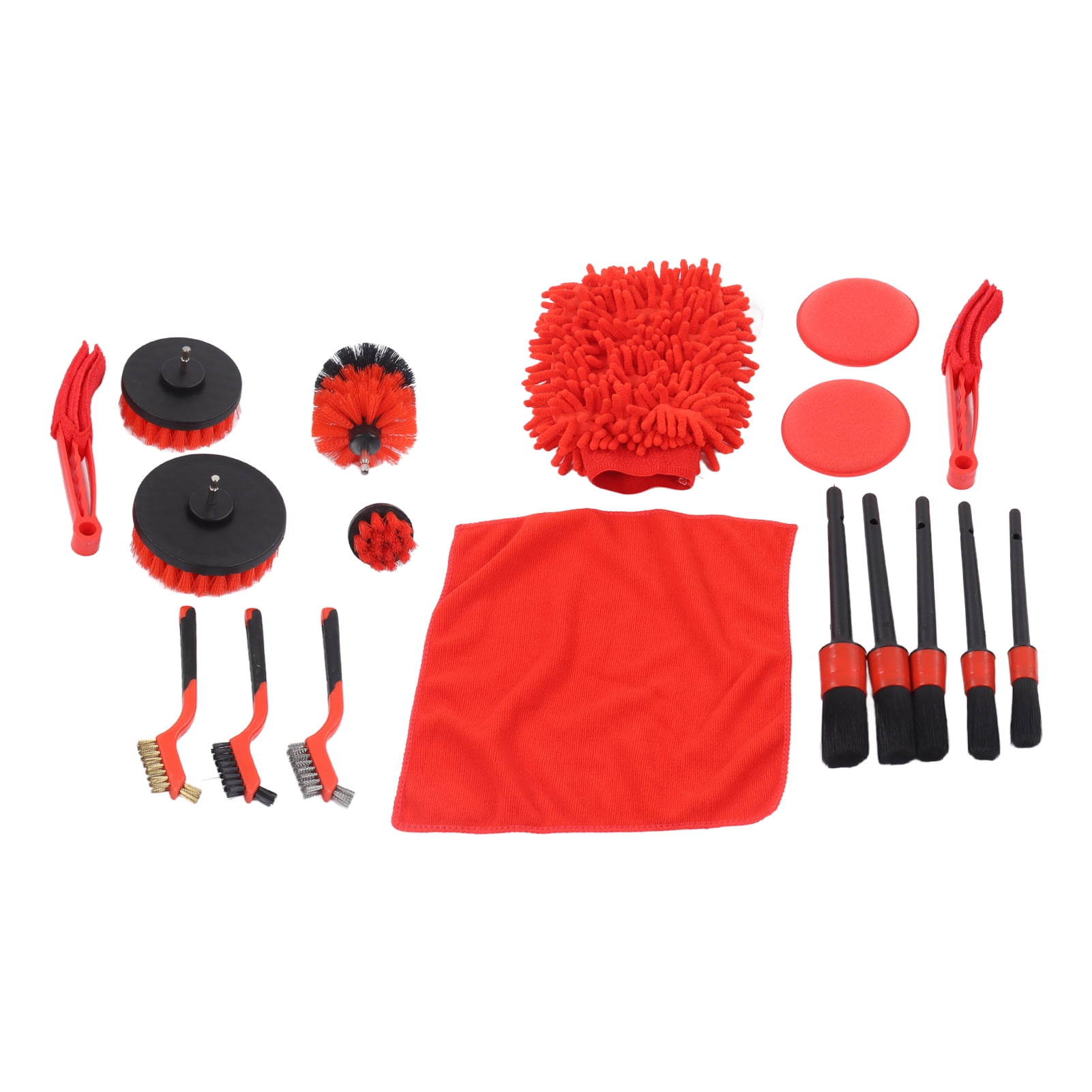 Riousery 18-Piece Car Cleaning Tools Kit Detailing Brush Set for Universal Vehicles Dashboard, Interior, Exterior Air Vents & Wheels (13.39 inches / 34 cm)
