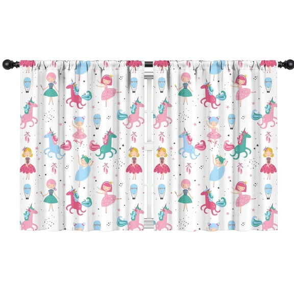Blackout Kids Curtains,Fairy Tale Princess Unicorn Pattern Childrens Insulated Curtains Set Of 2,Bedroom Essentials,Toddler Room Decor 42"x54"