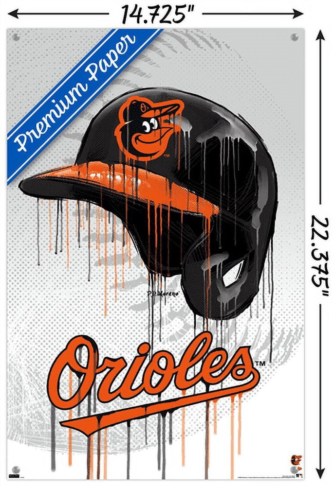 MLB Baltimore Orioles - Drip Helmet 22 Wall Poster with Push Pins, 14.725" x 22.375"