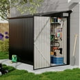 thumbnail image 1 of Rangement Extérieur en Métal Robuste Unité de Rangement Extérieure 4 X 8 Pi – Cabanon d'Outils de Jardin Verrouillable – Acier Galvanisé Résistant aux Intempéries – Toit en Pente et Évents, Patio, Garage, 1 of 8