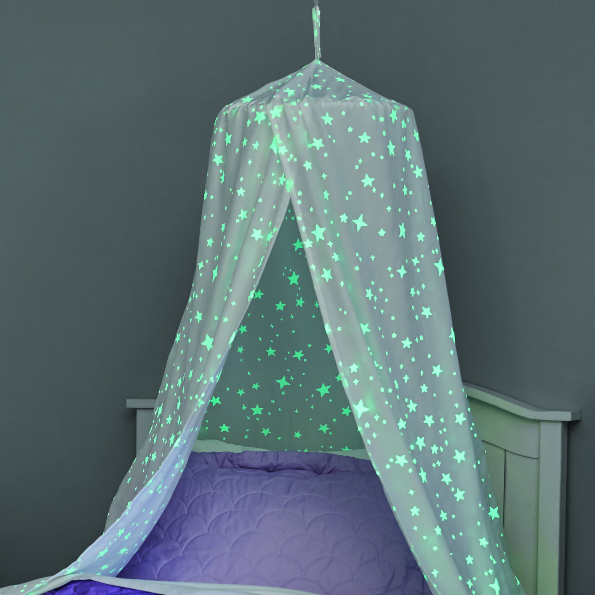 Kids Bed Canopy with Fluorescent Stars Glow in Dark for Baby Girls Or Adults,