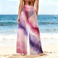 thumbnail image 6 of Mesh Cover Up Pants for Women High Waisted Sheer Wide Leg Beach Trousers Abstract Print See Through Loose Swimsuit Coverups for Pool, 6 of 7