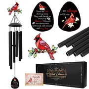 topjuju 36" Cardinal Wind Chimes for Loss of Loved One, Memorial Sympathy Gifts in Memory of Mother/Dad/Husband/Grandmother, Wind Chimes for Outside with Mute Option, Patio/Porch/Garden Decor