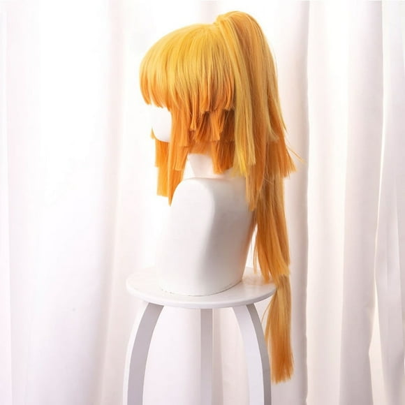 Dominator Ghost Slayer Blade My Wife Shanyi Mingzhu Yellow Gradient Ponytail Cos Wig Wig Long Claw Ponytail Synthetic Hair