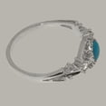 thumbnail image 5 of LBG British Made 10k White Gold Natural Turquoise & Cubic Zirconia Womens Statement Ring - 33 size options - Size 10.5, 5 of 8