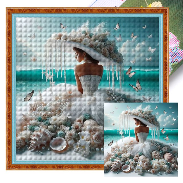 Kit Punto Cruz para Niña Bordado Con Hilo Algodón Ecológico 11CT Arte 40x40cm