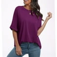 thumbnail image 6 of AherBiu Oversized Tops for Women T Shirts Summer Casual Loose Drop Shoulder 1/2 Sleeve Basic Top Tees, 6 of 6