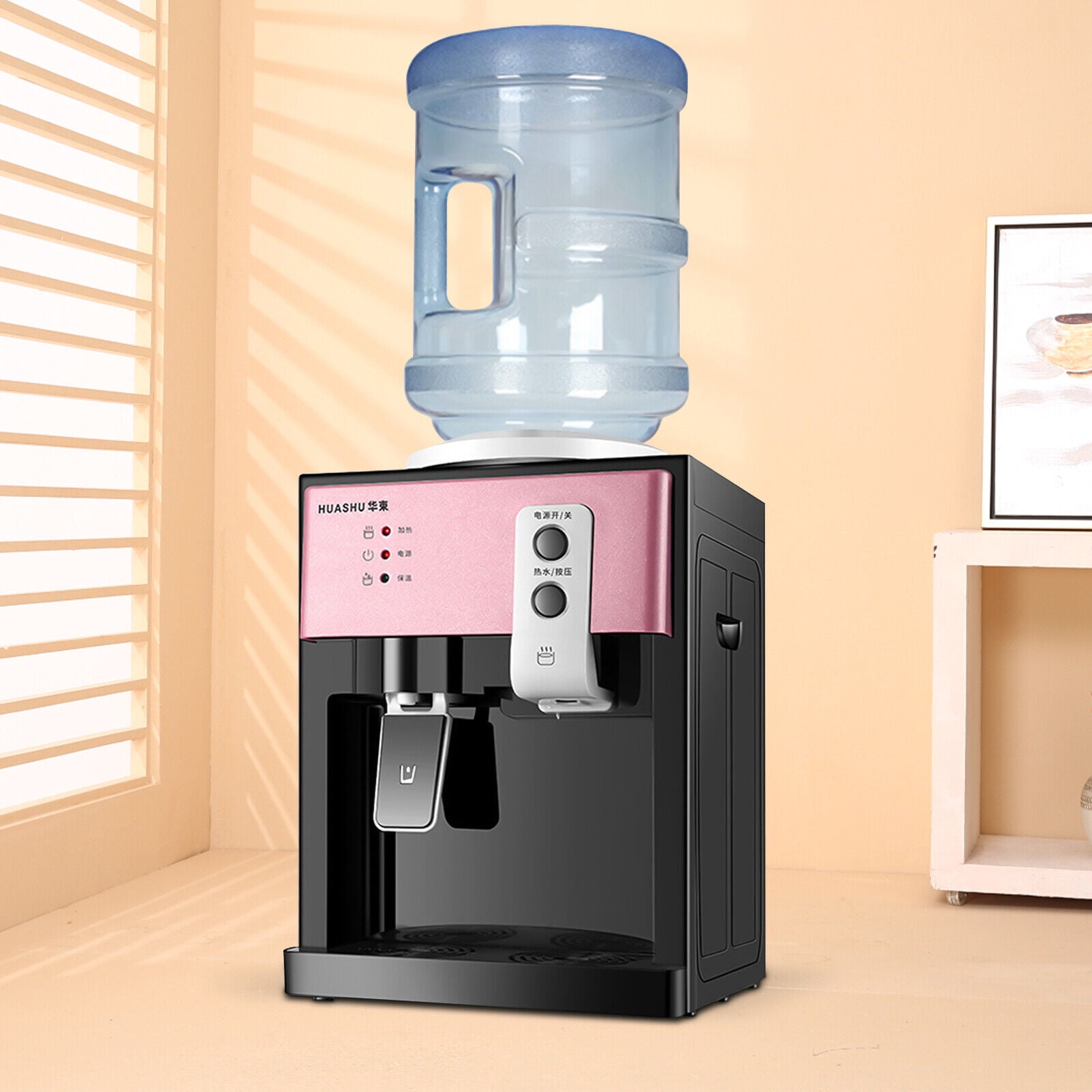 Water Dispenser, Top Loading System Countertop Water Coolers, 5 Gallon Freestanding Warm & Hot & Cold Water Cooler Dispenser, 3 Temperature Setting, Ideal for Home,Kitchen, Office Use (Rose Gold)
