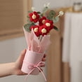 thumbnail image 1 of Ramo de flores de lana para el día de San Valentín con 5 bocanadas, flores tejidas a mano, flores de punto, regalo de Navidad, 1 of 6