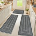 thumbnail image 2 of Washable Kitchen Rugs Sets of 3, Non Slip Absorbent Kitchen Rugs and Mats, Farmhouse Stain Resistant Faux Jute Kitchen Mat Carpet Runner for Kitchen Floor, Laundry Room, Hallway, Black/Gold, 2 of 10